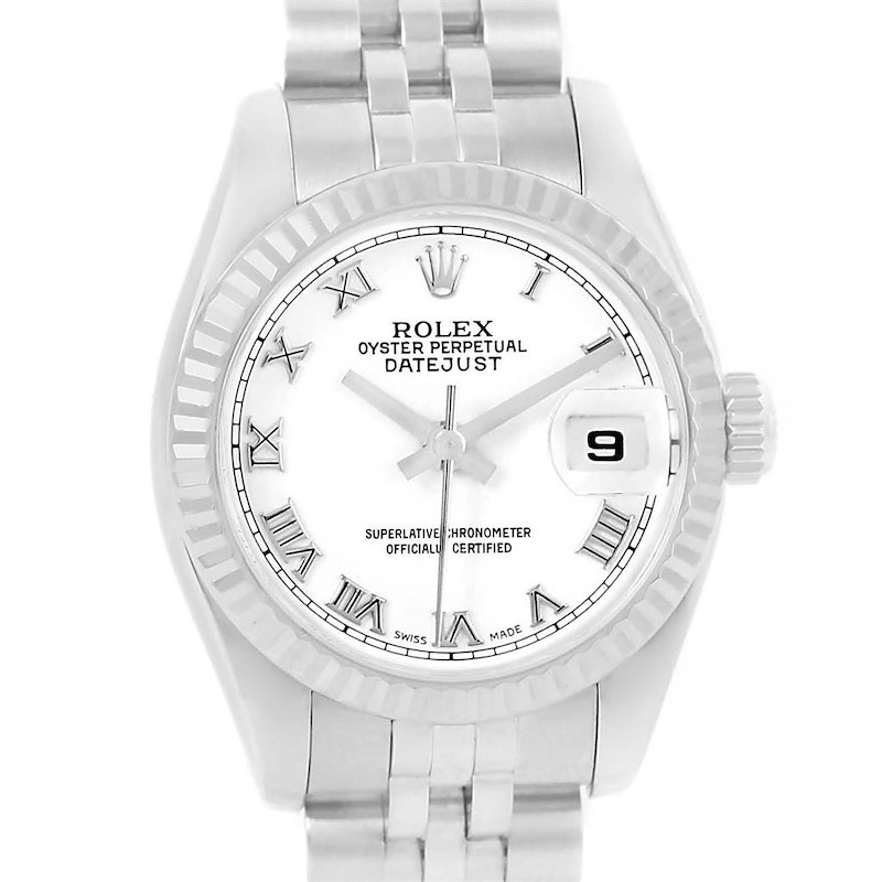 Rolex Datejust Steel White Gold White Roman Dial Ladies Watch 179174 SwissWatchExpo