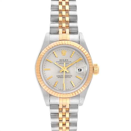 Photo of Rolex Datejust Steel Yellow Gold Silver Tapestry Dial Ladies Watch 69173