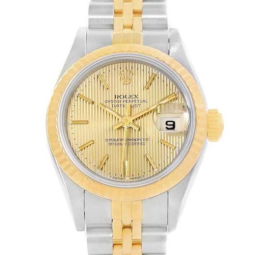 Photo of Rolex Datejust 26 Steel Yellow Gold Tapestry Dial Watch 69173 Box Papers