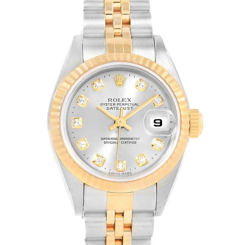 Rolex Datejust Yellow Gold Steel Diamond Ladies Watch 69173 Box Papers SwissWatchExpo