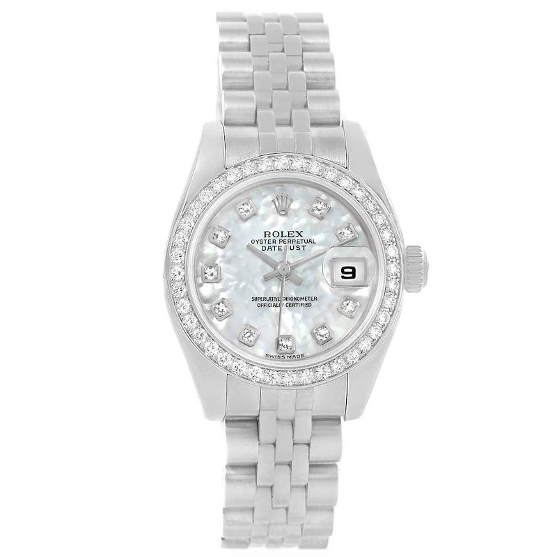 Rolex Datejust 26 Steel White Gold MOP Diamond Watch 179384 Box Card SwissWatchExpo