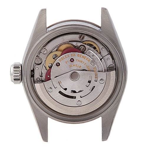 This image shows the case back of the Rolex Datejust 79174 Women
s Stainless Steel White Dial 79174 Women
s Stainless Steel White Dial watch, revealing its internal movement components.