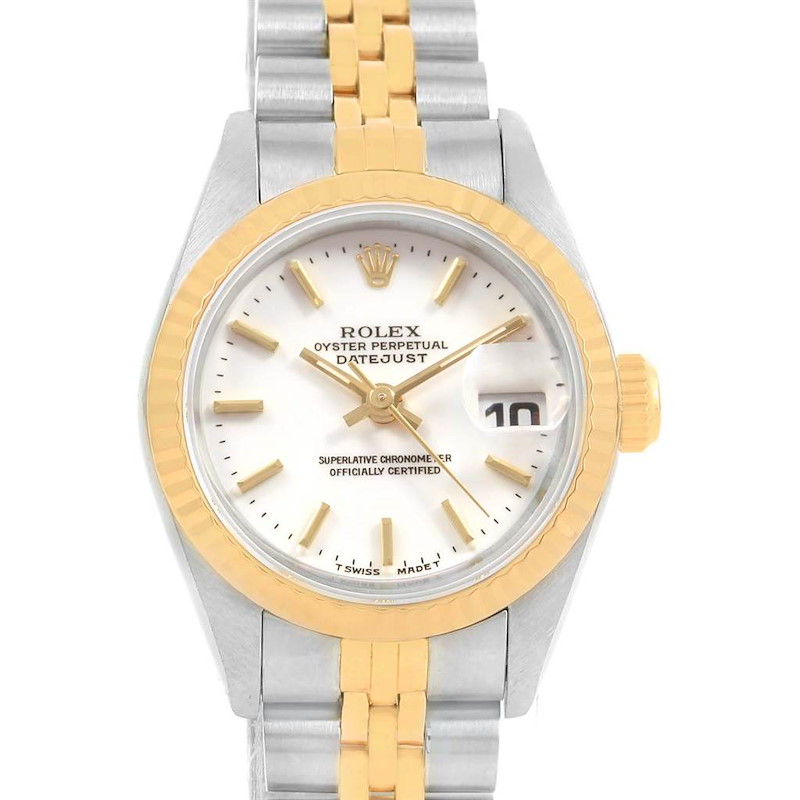 Rolex Datejust 26 Steel Yellow Gold White Dial Ladies Watch 69173 SwissWatchExpo
