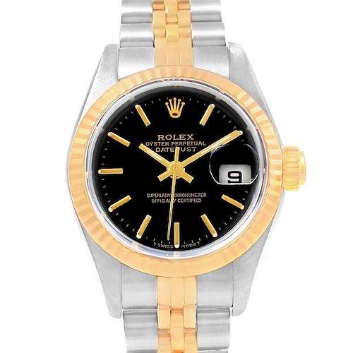Photo of Rolex Datejust 26mm Steel Yellow Gold Black Dial Ladies Watch 69173 Box