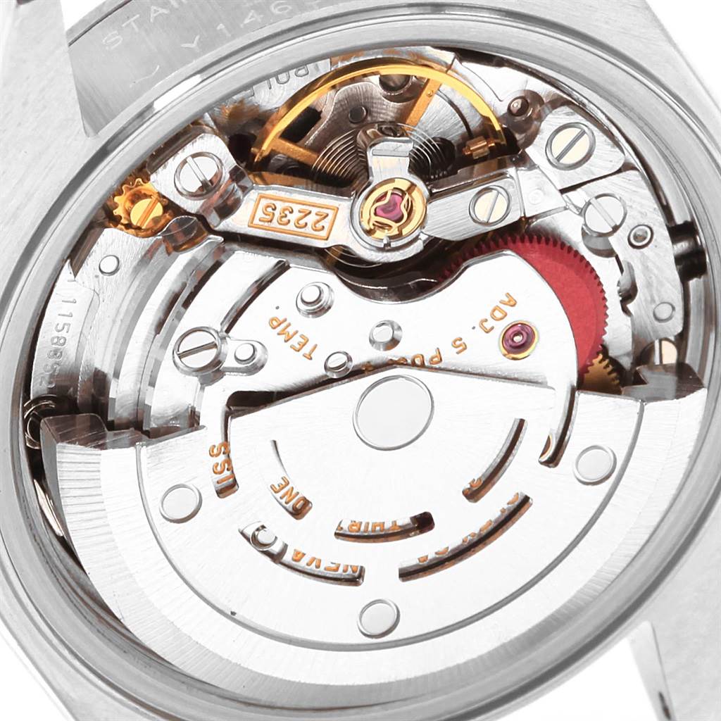 The image shows a close-up of the movement inside a Rolex Datejust 79190 Women's Stainless Steel Black Dial 79190 Women's Stainless Steel Black Dial watch, viewed from the back with the cover removed.