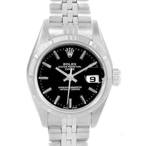 Photo of Rolex Datejust 26 Stainless Steel Black Baton Dial Ladies Watch 79190
