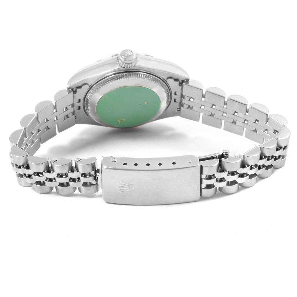 The image shows the back case and bracelet clasp of a Rolex Datejust 69174 Women's Stainless Steel Silver Dial 69174 Women's Stainless Steel Silver Dial watch from a rear angle.