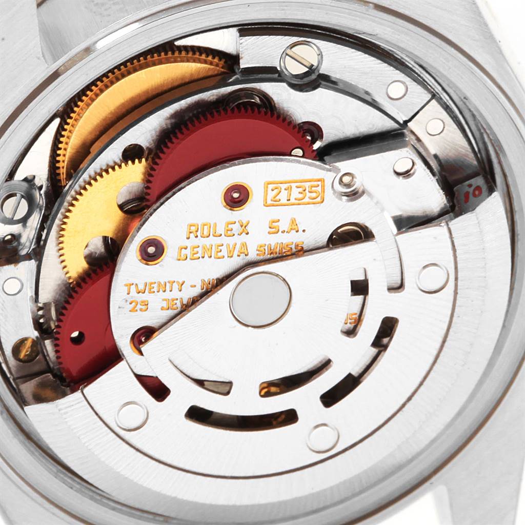 This image shows the inner mechanical movement of a Rolex Datejust 69174 Women's Stainless Steel Silver Dial 69174 Women's Stainless Steel Silver Dial watch from a close-up angle.