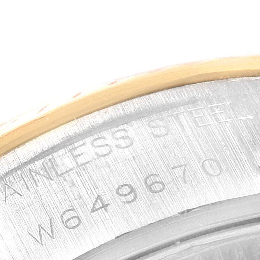 This image shows a close-up of the stainless steel case back of a Rolex Datejust 19784 Women's Stainless Steel White Dial 19784 Women's Stainless Steel White Dial model watch.