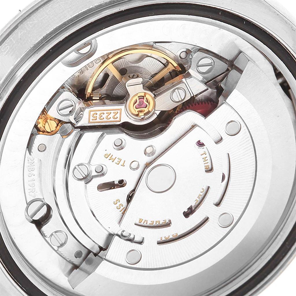 The image shows the internal mechanical movement of a Rolex Datejust 178274 Women's Stainless Steel Silver Dial 178274 Women's Stainless Steel Silver Dial watch, viewed from the case back.