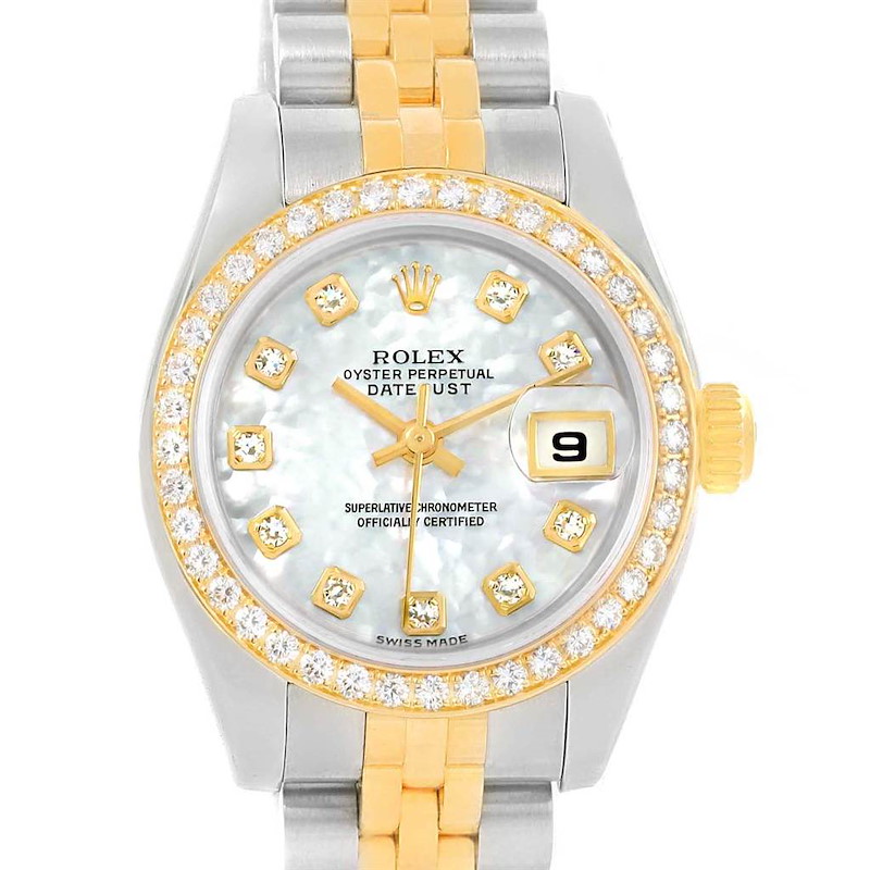Rolex Datejust 26 Steel Yellow Gold MOP Diamond Watch 179383 Box Card SwissWatchExpo