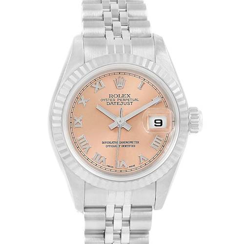 Photo of Rolex Datejust Ladies Steel White Gold Salmon Roman Dial Watch 69174