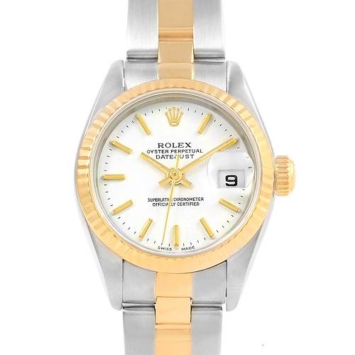 Photo of Rolex Datejust Steel Yellow Gold White Dial Ladies Watch 79173 Box Papers