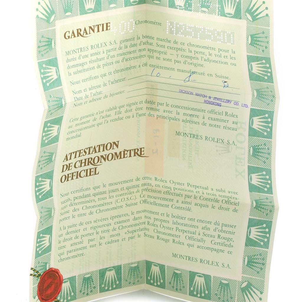 The image displays the official papers for the Rolex 69173 Men's Stainless Steel Champagne Dial 69173 Men's Stainless Steel Champagne Dial Datejust 26mm Steel 18K Yellow Gold Ladies Watch 69173 model.