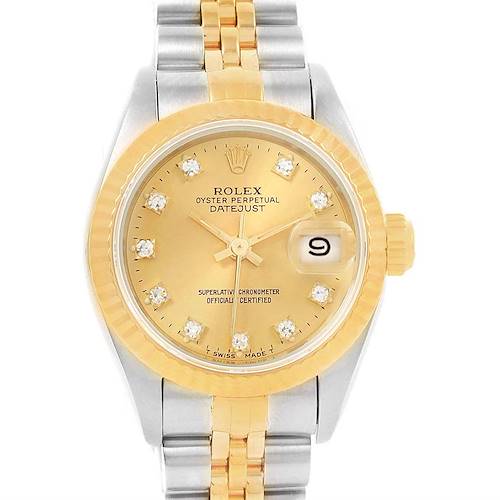 Photo of Rolex Datejust Yellow Gold Steel Diamond Dial Ladies Watch 69173