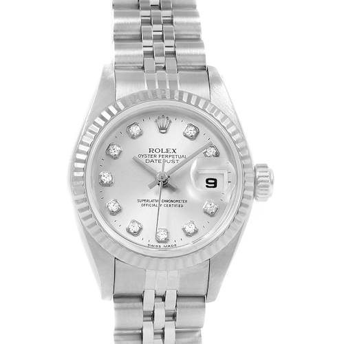 Photo of Rolex Datejust Steel White Gold Silver Diamond Dial Ladies Watch 79174
