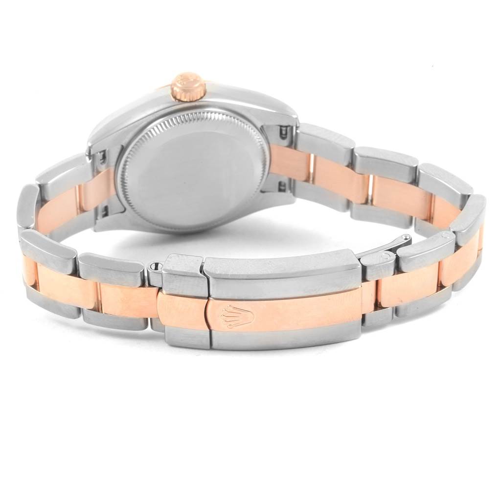 The image shows the back view of a Rolex Datejust 179161 Women's Steel and Gold (two tone) Blue Dial 179161 Women's Steel and Gold (two tone) Blue Dial watch, focusing on its clasp and bracelet. 