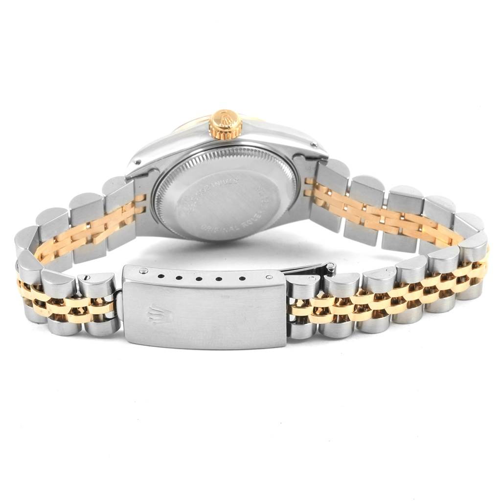 This image shows the back view and bracelet of a Rolex Datejust 69173 Women's Stainless Steel Champagne Dial 69173 Women's Stainless Steel Champagne Dial watch, highlighting the clasp and case back.