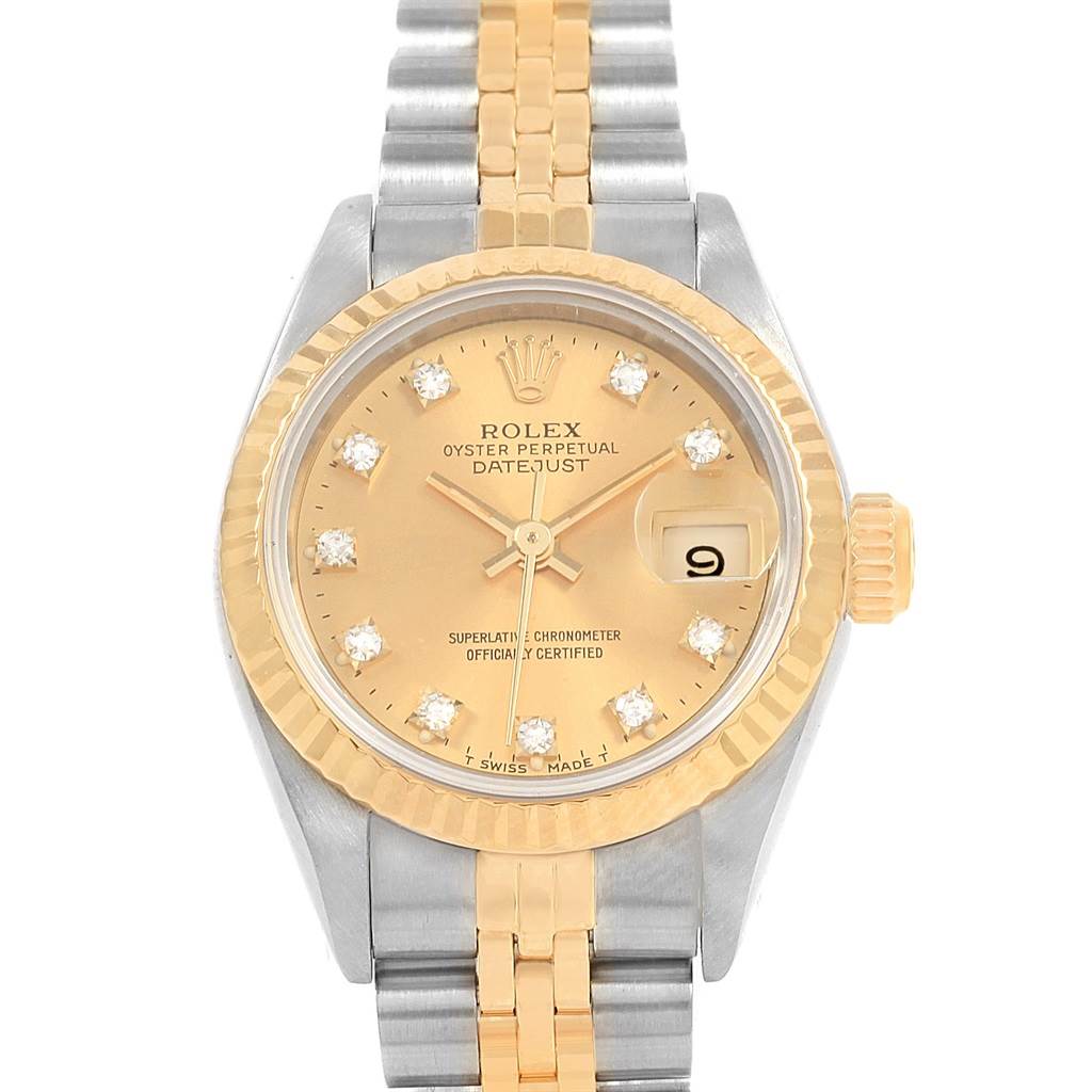 Rolex Datejust 26 Steel Yellow Gold Diamond Dial Ladies Watch 69173 ...