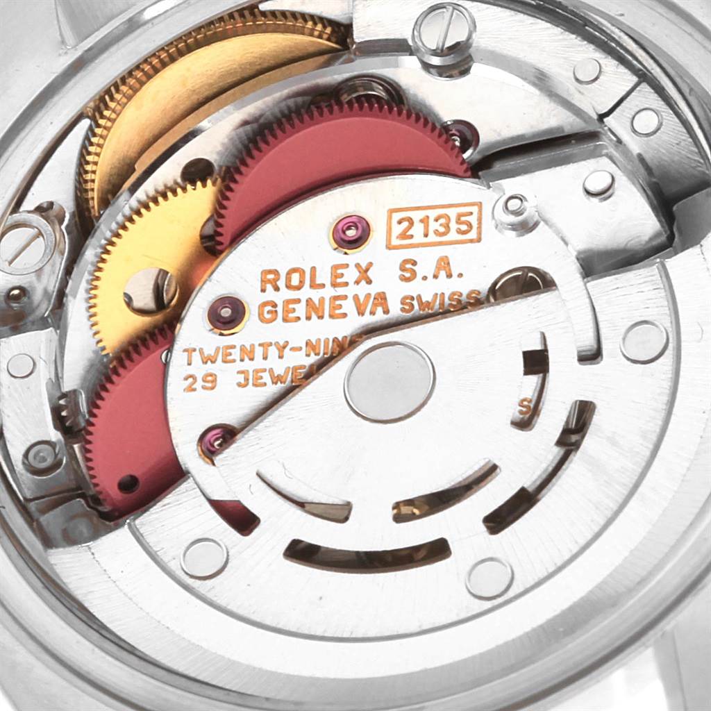 The image shows a close-up of the internal movement mechanism of a Rolex Datejust 69174 Women's Stainless Steel Silver Dial 69174 Women's Stainless Steel Silver Dial watch.