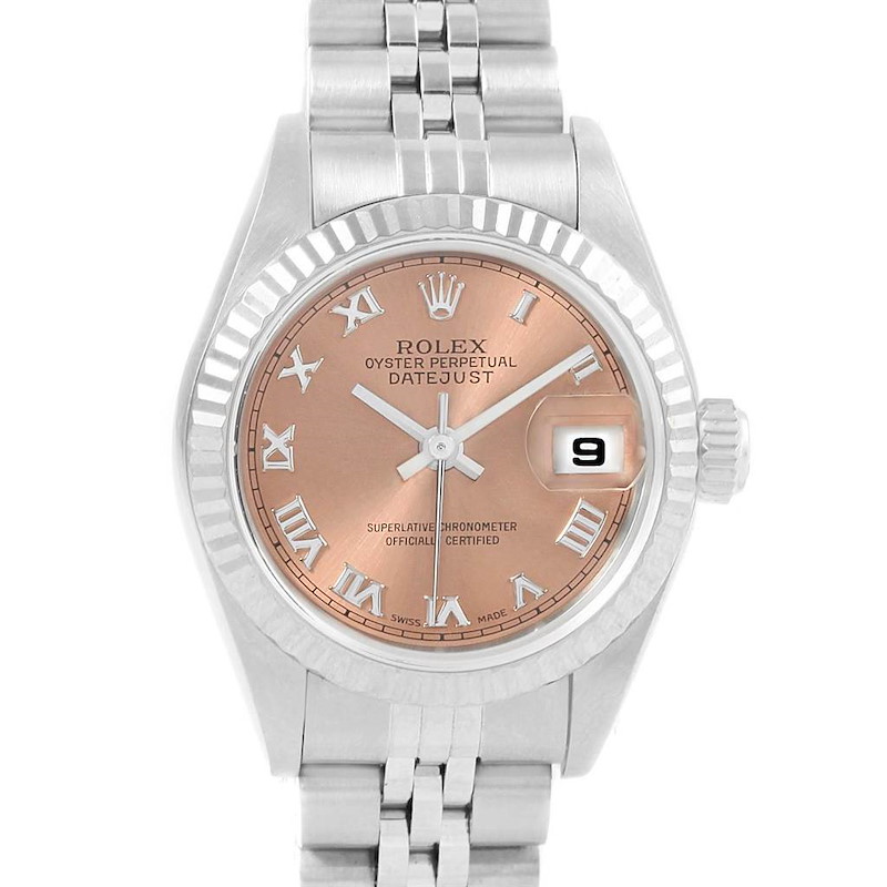 Rolex Datejust Steel White Gold Salmon Roman Dial Ladies Watch 79174 SwissWatchExpo