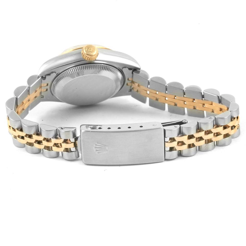 The image shows the back and bracelet clasp of a Rolex Datejust 69173 Women's Stainless Steel Beige Dial 69173 Women's Stainless Steel Beige Dial watch at an angled rear view.