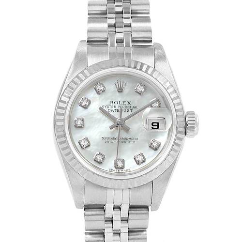 Photo of Rolex Datejust MOP Diamond Dial Steel White Gold Ladies Watch 79174