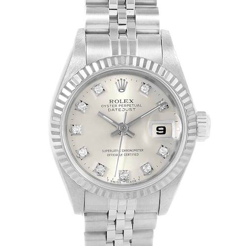Photo of Rolex Datejust Ladies Steel White Gold Silver Diamond Dial Watch 69174