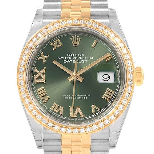 Photo of Rolex Datejust 36 Steel Yellow Gold Green Diamond Watch 126283 Unworn