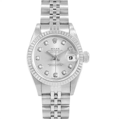 Photo of Rolex Datejust Ladies Steel White Gold Silver Diamond Dial Watch 69174