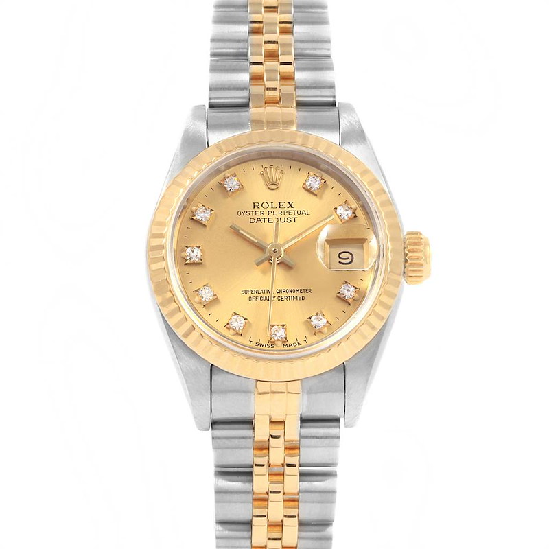 Rolex Datejust Steel Yellow Gold Diamond Automatic Ladies Watch 69173 SwissWatchExpo
