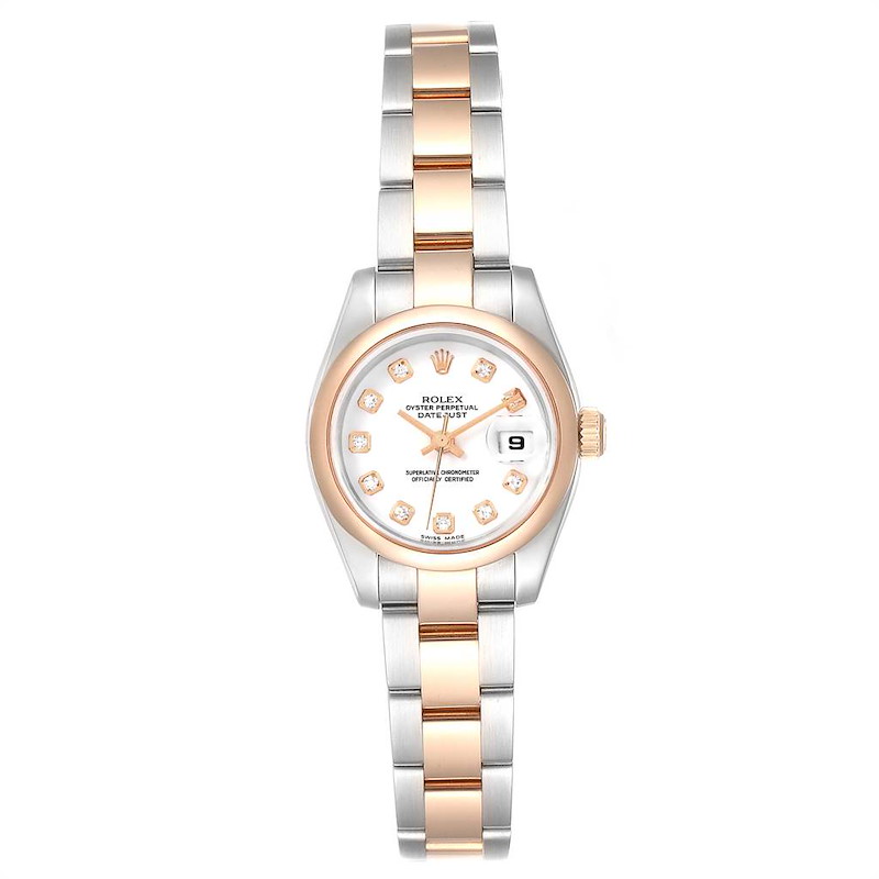 Rolex Datejust Steel Rose Gold Diamond Ladies Watch 179161 Box Papers SwissWatchExpo