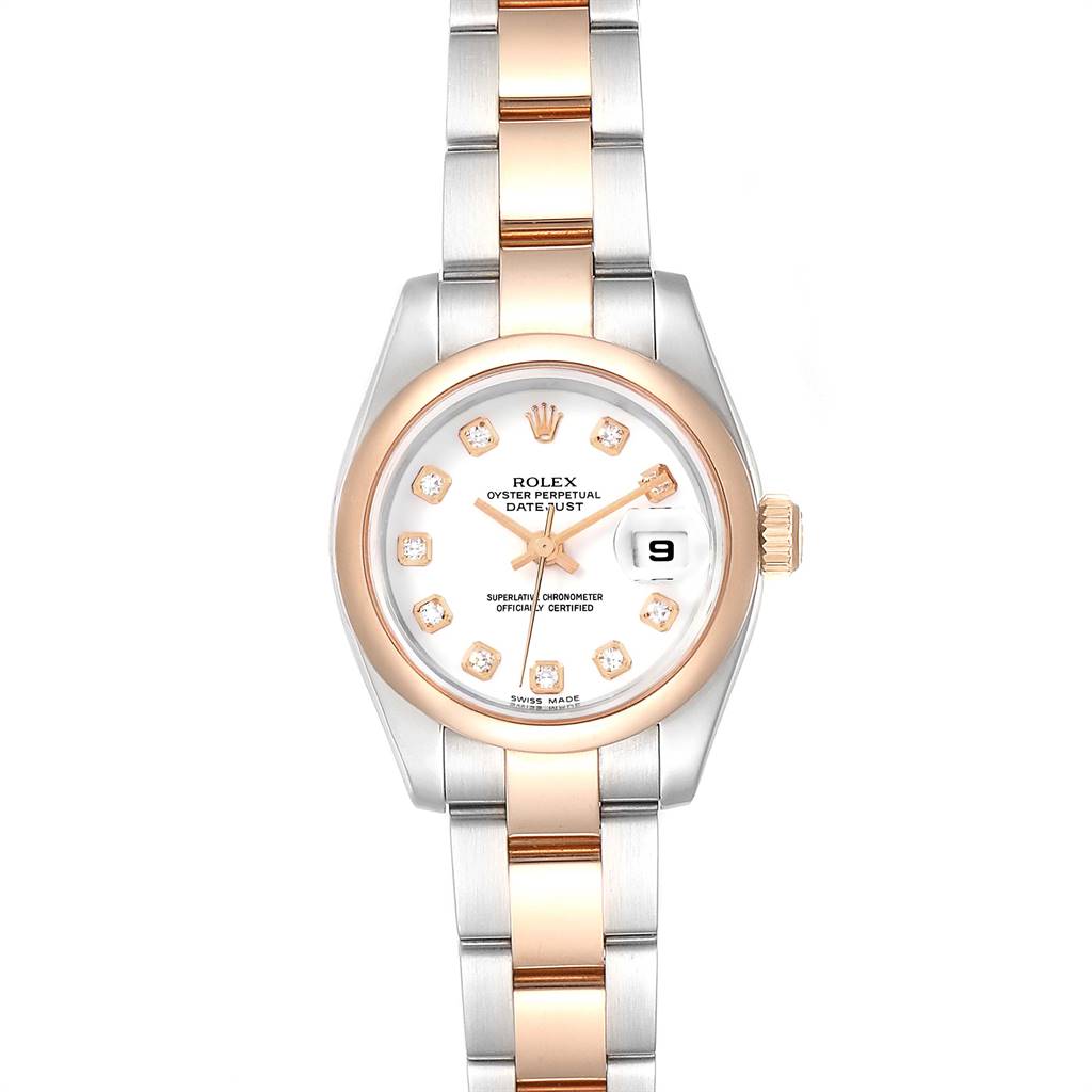 Rolex Datejust Steel Rose Gold Diamond Ladies Watch 179161 Box Papers ...