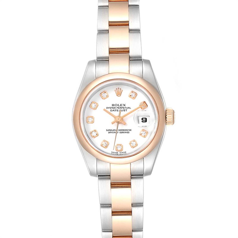 Rolex Datejust Steel Rose Gold Diamond Ladies Watch 179161 Box Papers SwissWatchExpo