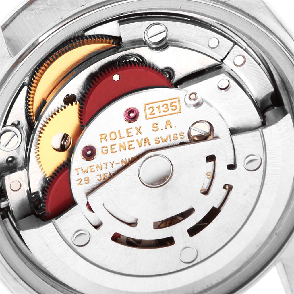 The image shows a close-up view of the movement mechanism inside a Rolex Datejust 69174 Women's Stainless Steel Silver Dial 69174 Women's Stainless Steel Silver Dial watch.