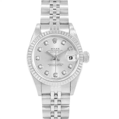 Photo of Rolex Datejust 26 Steel White Fluted Bezel Diamond Ladies Watch 69174