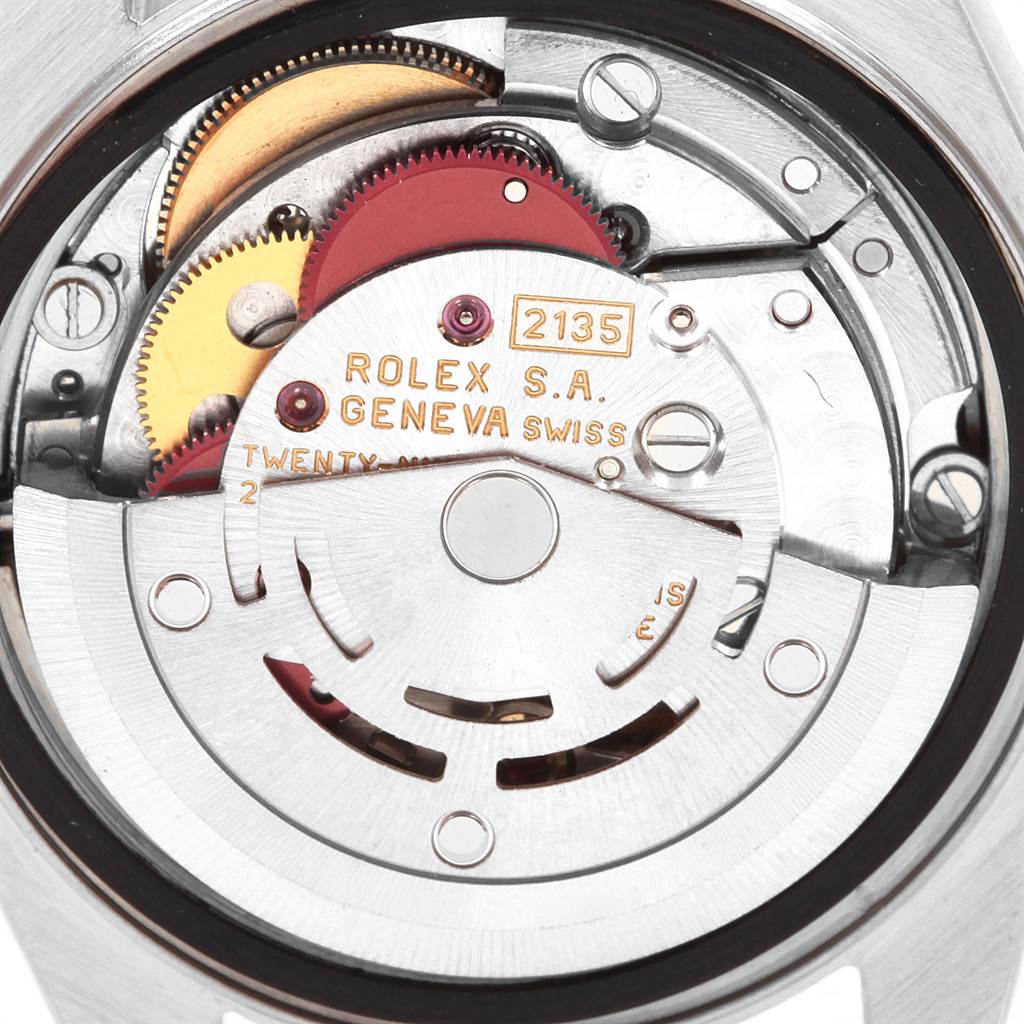 The image shows the movement mechanism of a Rolex Datejust 69173 Women's Stainless Steel White Dial 69173 Women's Stainless Steel White Dial watch from the back angle.