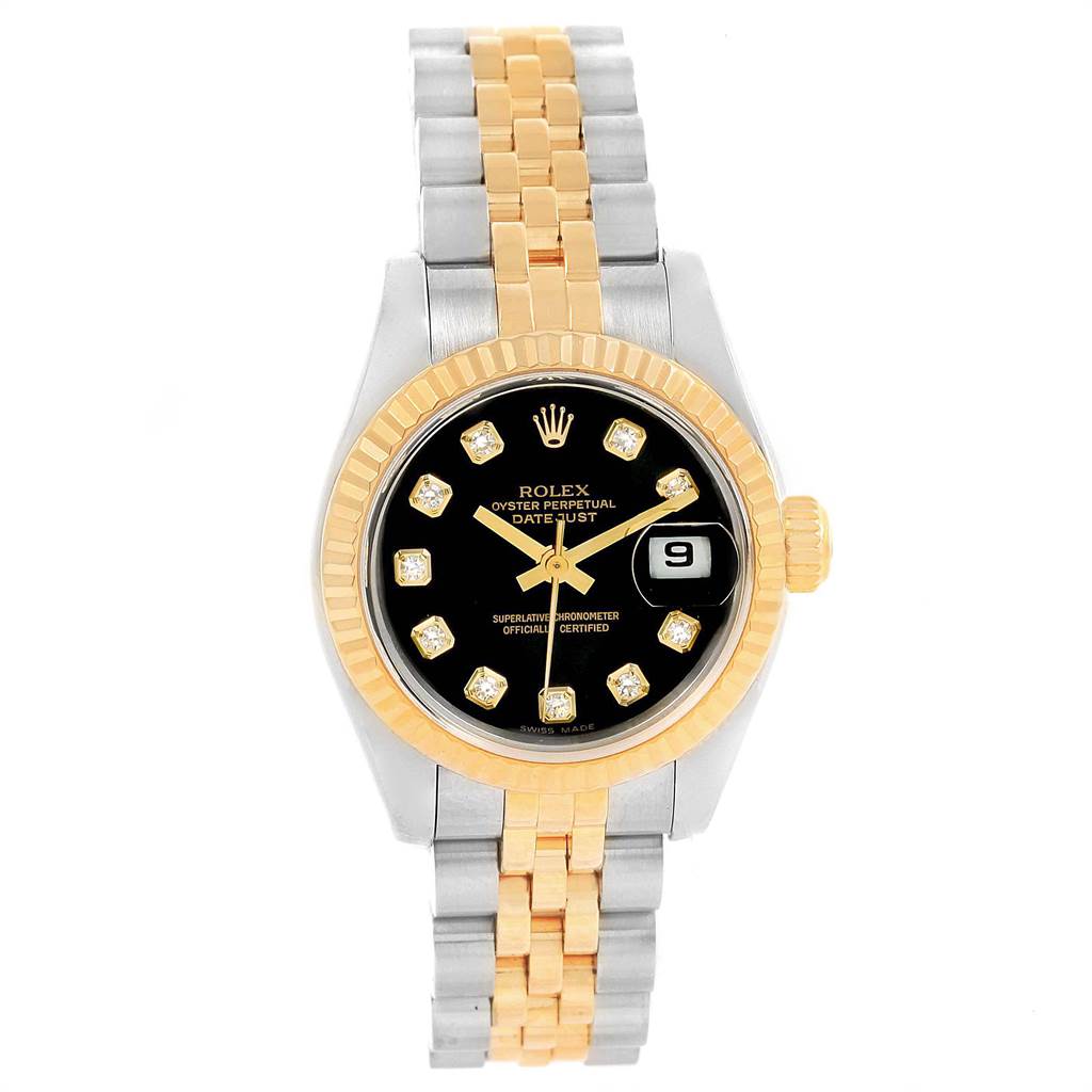 Rolex Datejust 26mm Steel Yellow Gold Diamond Dial Ladies Watch 79173 ...