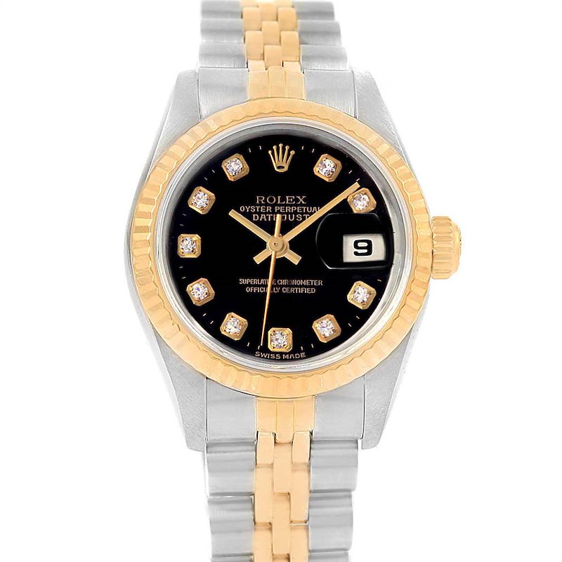 Rolex Datejust Steel Yellow Gold Diamond Ladies Watch 69173 Box Papers SwissWatchExpo