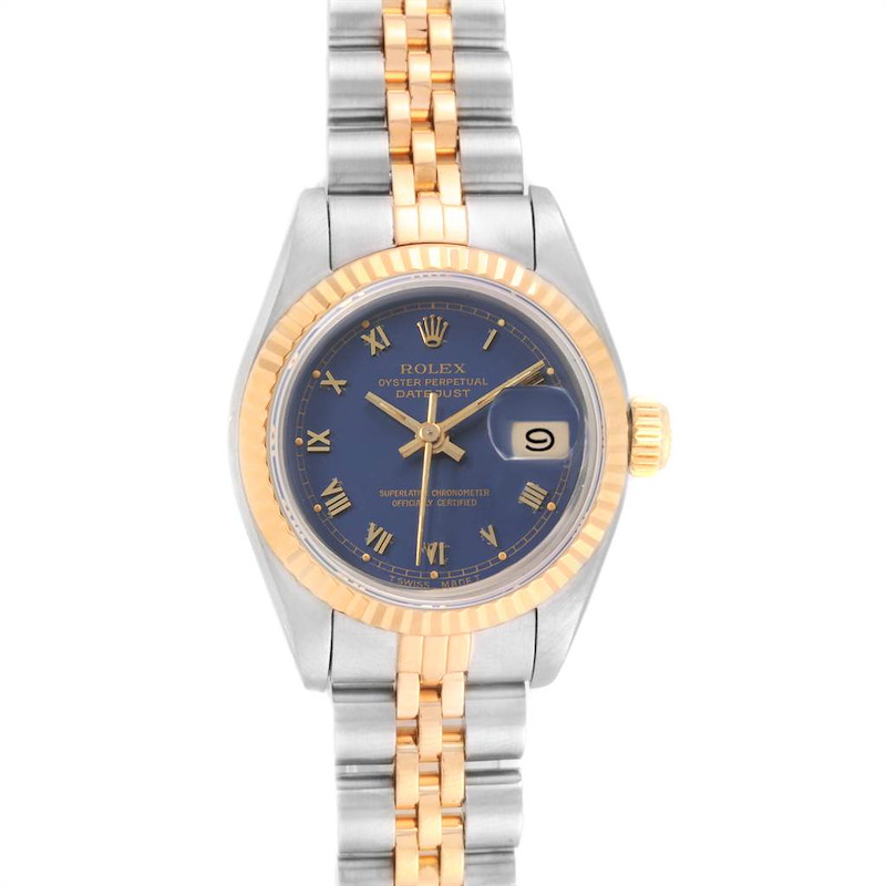 Rolex Datejust Steel Yellow Gold Blue Dial Ladies Watch 69173 Box Papers SwissWatchExpo