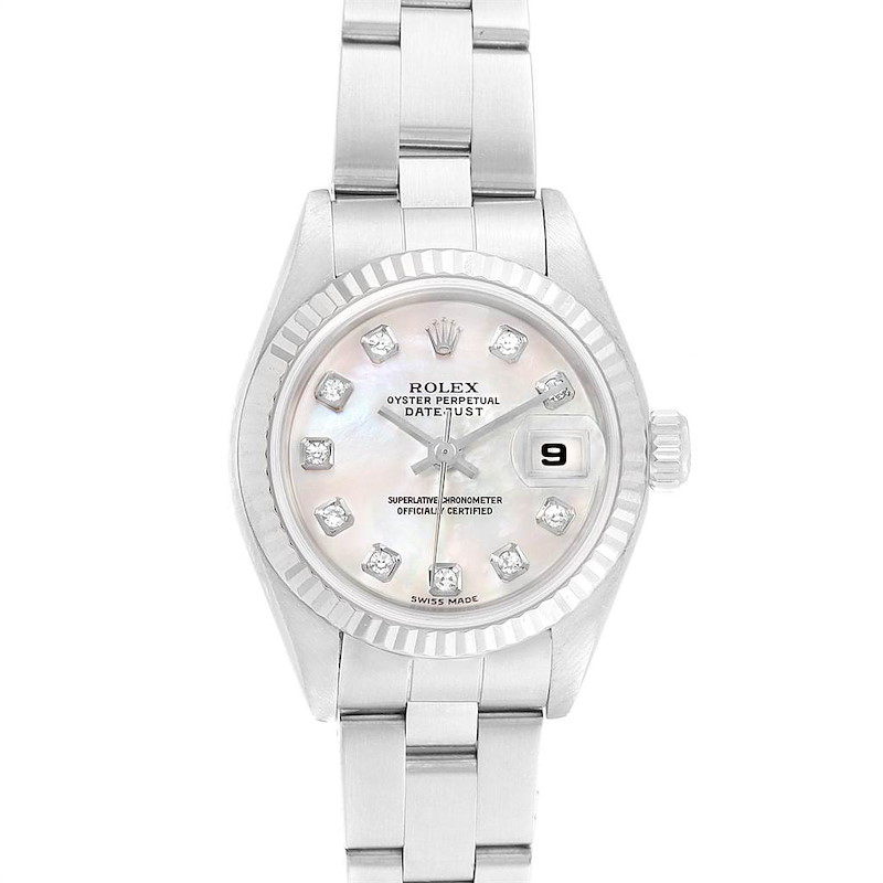 Rolex Datejust Steel White Gold MOP Diamond Ladies Watch 79174 Box Papers SwissWatchExpo