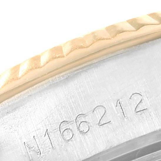 This image shows a close-up of the case and bezel of a Rolex Datejust 69173 Women's Stainless Steel White Dial 69173 Women's Stainless Steel White Dial watch, highlighting the model number engraved on the case.