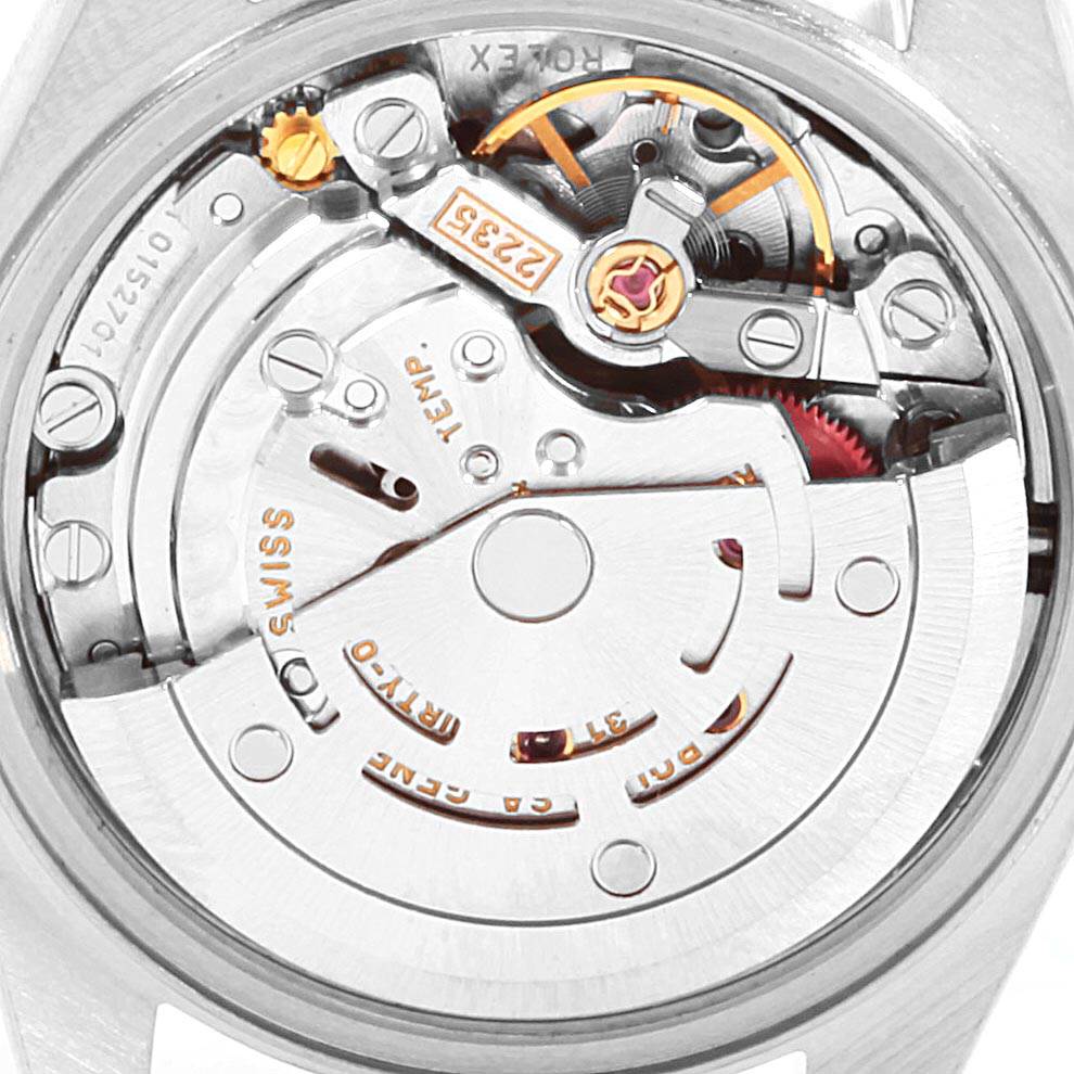 This image shows the inner mechanical movement of the Rolex Datejust 79173 Women
s Stainless Steel Champagne Dial 79173 Women
s Stainless Steel Champagne Dial watch, highlighting its intricate components and craftsmanship.