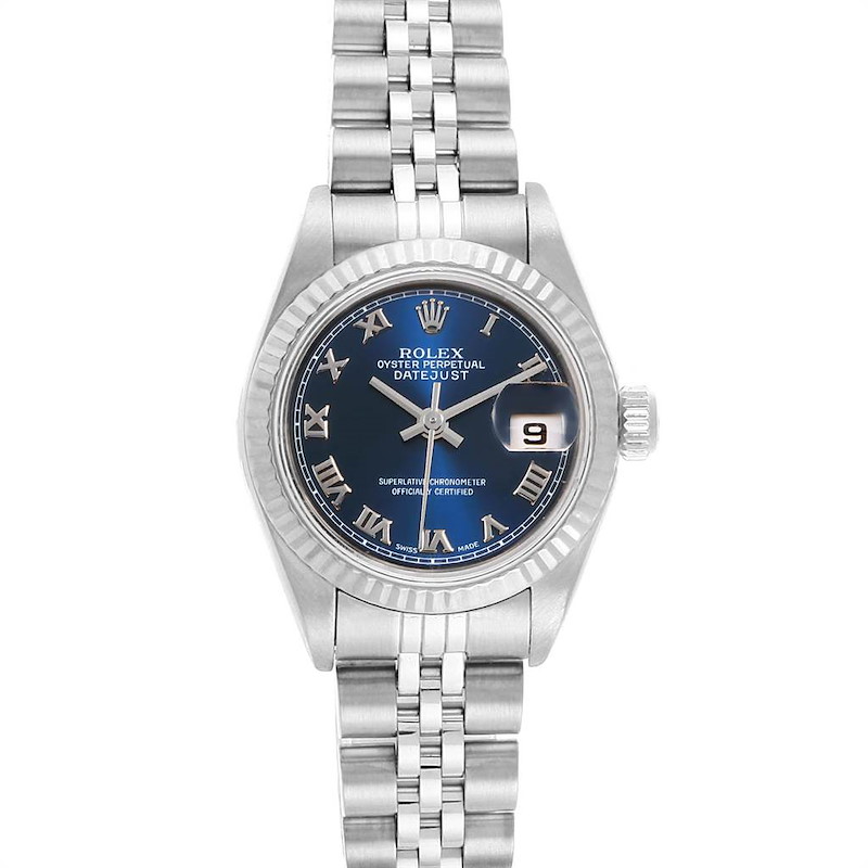 Rolex Datejust Steel White Gold Blue Roman Dial Ladies Watch 79174 SwissWatchExpo