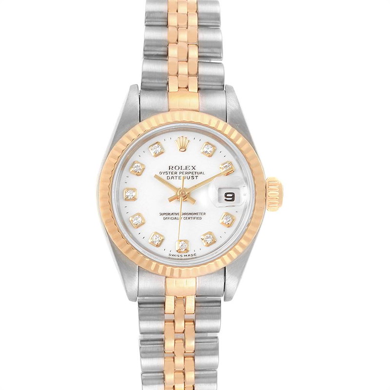 Rolex Datejust Steel Yellow Gold White Diamond Dial Ladies Watch 79173 SwissWatchExpo