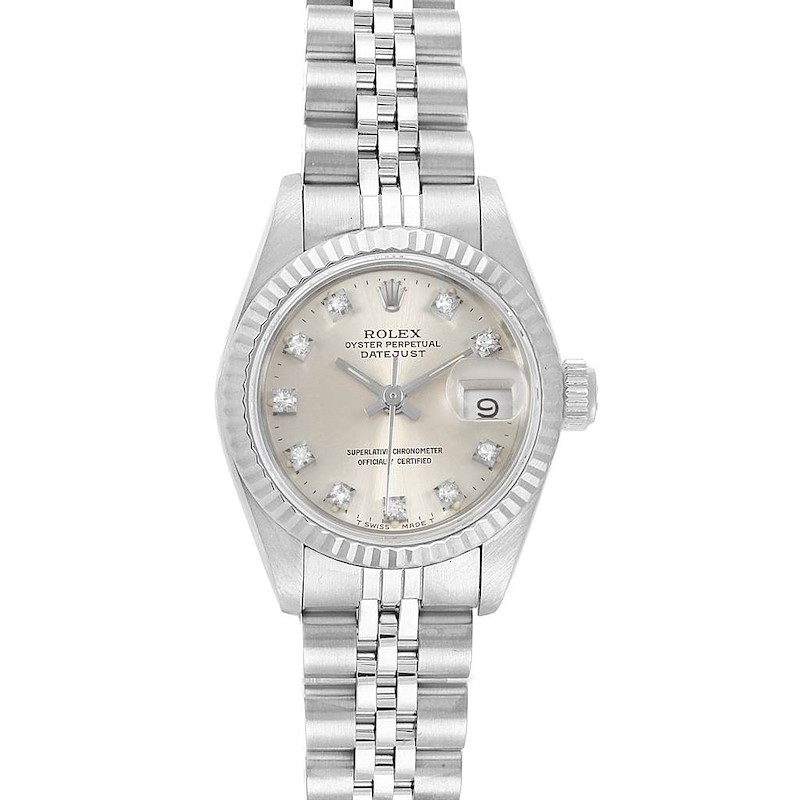 Rolex Datejust 26 Steel White Gold Diamond Automatic Ladies Watch 69174 SwissWatchExpo