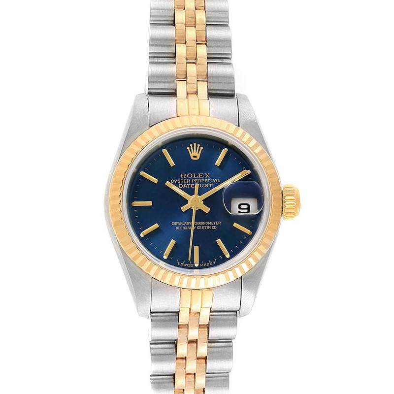 Rolex Datejust 26 Steel Yellow Gold Blue Dial Ladies Watch 69173 SwissWatchExpo