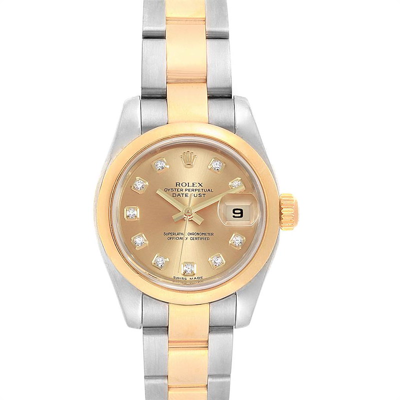 Rolex Datejust 26 Steel Yellow Gold Diamond Ladies Watch 179163 SwissWatchExpo