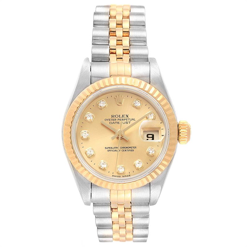 Rolex Datejust 26mm Steel Yellow Gold Diamond Ladies Watch 79173 SwissWatchExpo