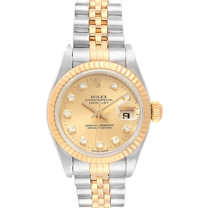 Rolex Datejust 26mm Steel Yellow Gold Diamond Ladies Watch 79173 SwissWatchExpo